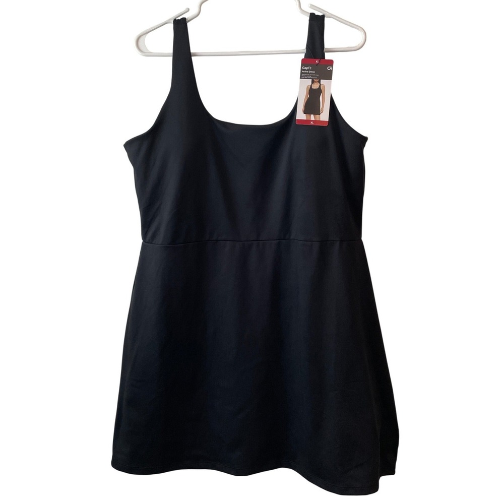 GapFit Active Dress Women XL Black NEW Shelf Bra Inner Shorts Pickleball Sporty